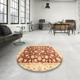 thumbnail image 4 of Ahgly Company Machine Washable Indoor Round Abstract Brown Gold Area Rugs, 6' Round, 4 of 7