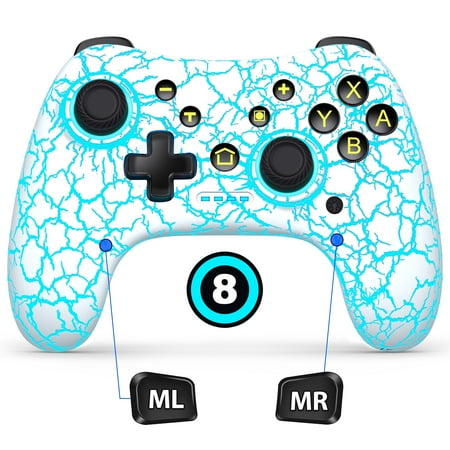 EUROA Switch Pro Controller for Nintendo Switch 2/Lite/OLED, Wireless Switch Remote for Android/IOS/Windows PC with Cool LED Light, Turbo, 6-Axis Gyro, 4-Speed Vibration (White)