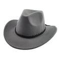 thumbnail image 4 of SRZYMJ Classic Wool Fedora Hat with Leather Band Roll Up Wide Brim Western Cowboy Hat for Men Women, 4 of 4