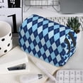 thumbnail image 7 of Goofa Blue Squares Pattern Double Layer Pen Pencil Case, Protective Large Capacity Storage Organizer Pen Pouch, Office College Supplies for Teens Adults, 7 of 7