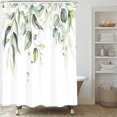thumbnail image 3 of Sage Green Eucalyptus Shower Curtain, Watercolor Plant Leaf Shower Curtain Set, Botanical Shower Curtains for Bathroom, Waterproof Fabric with 12 Hooks, 72 x 72 Inches, 3 of 6