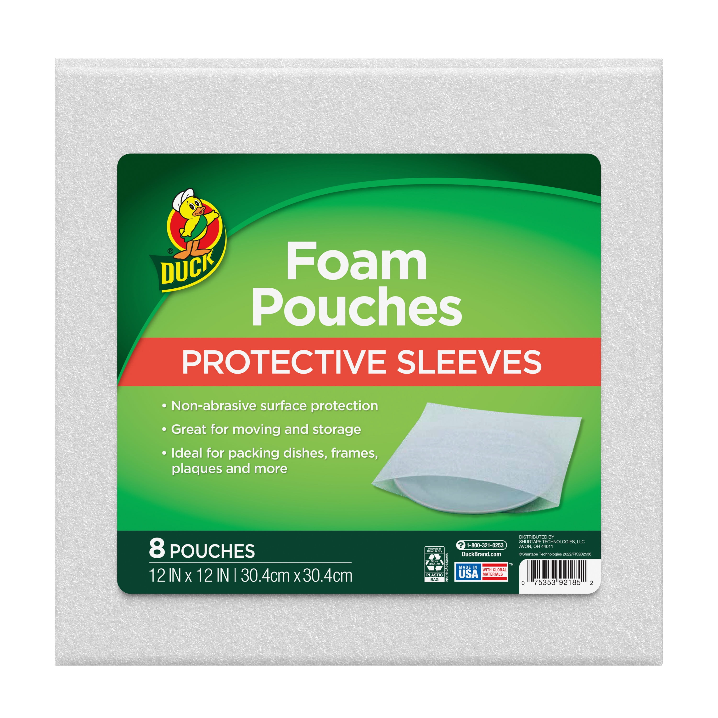 (2 pack) Duck Foam Pouches, 12 in. x 12 in., White, 8 pack