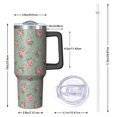thumbnail image 2 of 40oz Pioneer Flower Floral Print Pattern Insulated Tumbler with Handle, BPA-Free Leak Proof Lid and Straws, Double Wall Vacuum, Hot 12h/Cold 34h, 2 of 6