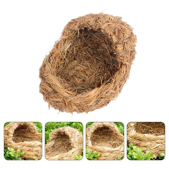 OUNONA 1Set Animal Nests Cat Accessories Round Yellow Straw Material Nature Style for Cat Owners