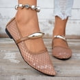 thumbnail image 5 of Dakaela Mesh Ballet Flats for Women Pointy Toe Mary Jane Ballerina Flats Shoes Women's Fishnet Flat Sandals for Dressy Summer Khaki,9, 5 of 9
