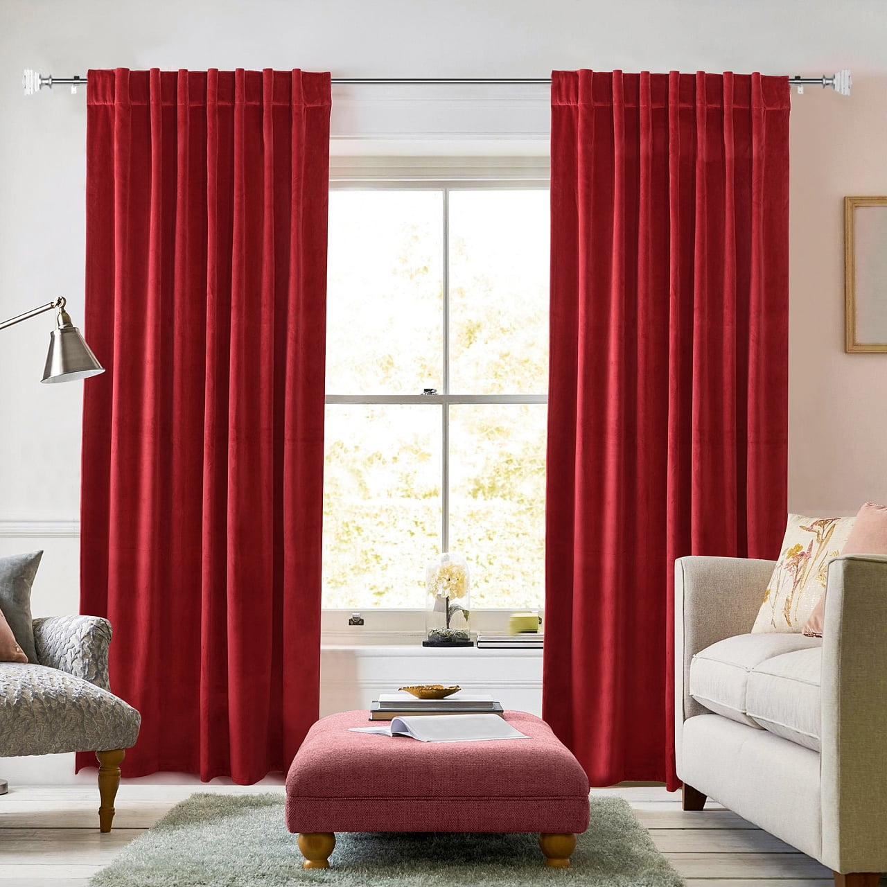 3/4" Diameter Standard Decorative Window Curtain Rod, Adjustable Curtain Rod for Windows , Acrylic Square Finials