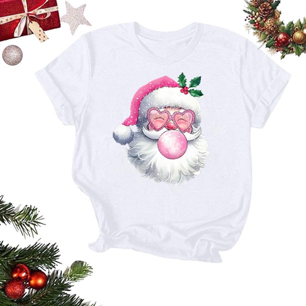 Puntoco Blusas estampadas de moda para mujer, blusas de manga corta, camisetas de cuello redondo