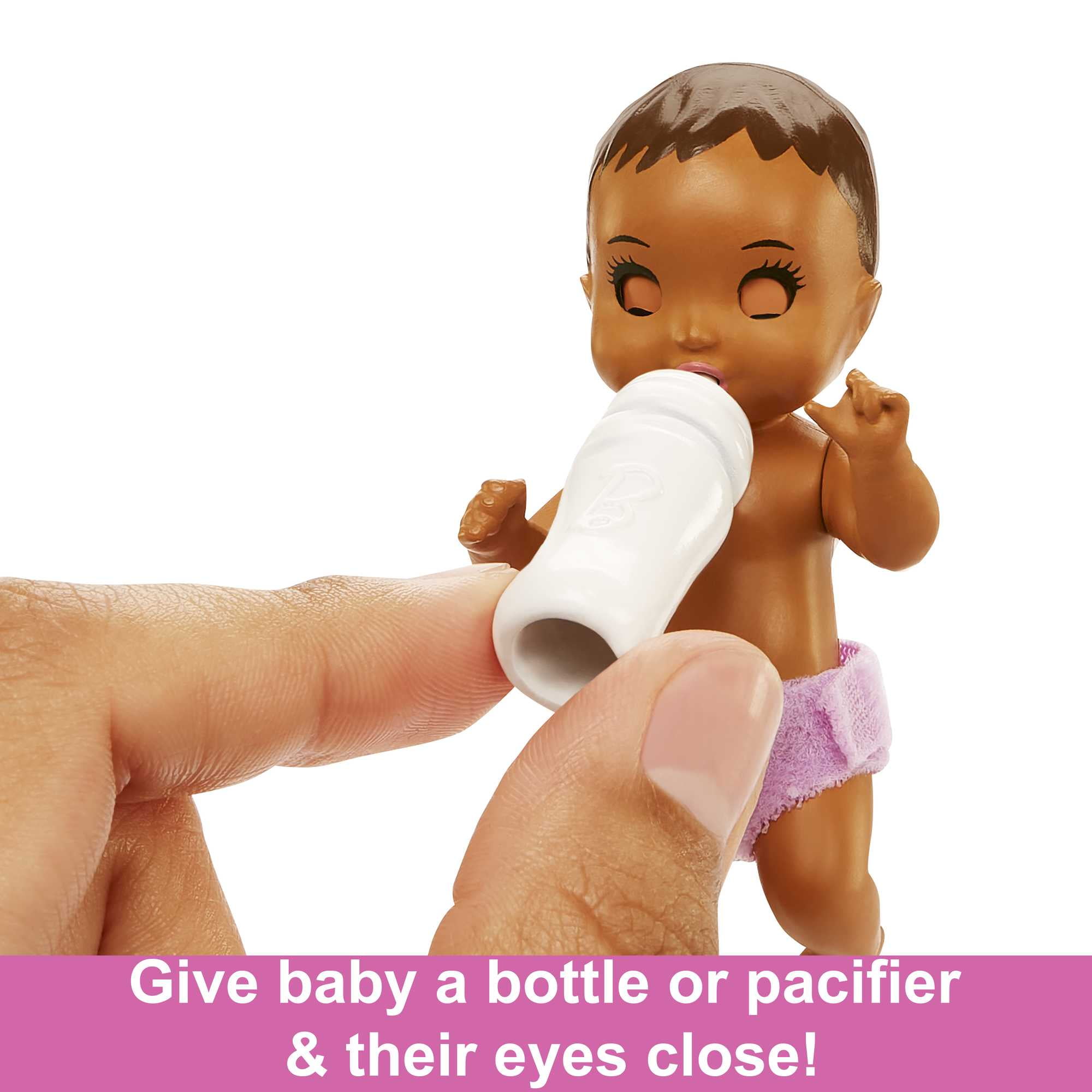 Barbie Skipper Babysitters Inc Bedtime Set, Brunette Doll, Sleepy Baby Doll, Crib & Accessories
