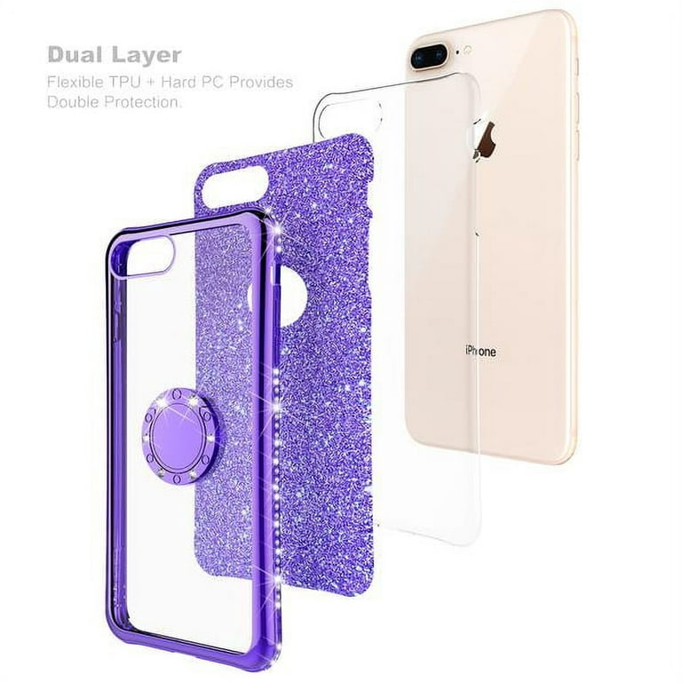 Buy iPhone 7/8 Plus Case Girls with Stand,iPhone 8 Plus Clear Waterfall Case  Ultra Thin Slim Bling Glitter Sparkle Quicksand Soft Case Cover with Ring  Stand for Apple iPhone 7 Plus/iPhone 8