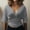 Grey, variant on Women's Short Sleeve Blouse Spring Summer Fashion Tshirt V Neck Batwing Sleeve Low Cut Crop Top