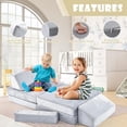 thumbnail image 5 of 10-Piece Children's Sofa Set, children's play sofa, children's sofa, playroom play sofa, modular children's sofa, which can stimulate children's imagination and logical thinking.(Grey), 5 of 7