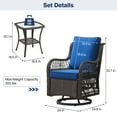 thumbnail image 2 of Twister.CK 3 Pieces Patio Furniture Set, Outdoor Swivel Gliders Rocker, Wicker Patio Bistro Set with Rattan Rocking Chair, Glass Top Side Table and Thickened Cushions for Porch Deck Backyard, 2 of 8