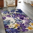 thumbnail image 3 of 3'x5' Area Rugs, Spring Floral Indoor Outdoor Area Rug for Living Room Bedroom, Purple Tulips Hydrangeas Butterflies Beige Washable Bathroom Rugs Kitchen Floor Carpet Mats Home Decor Aesthetic, 3 of 8