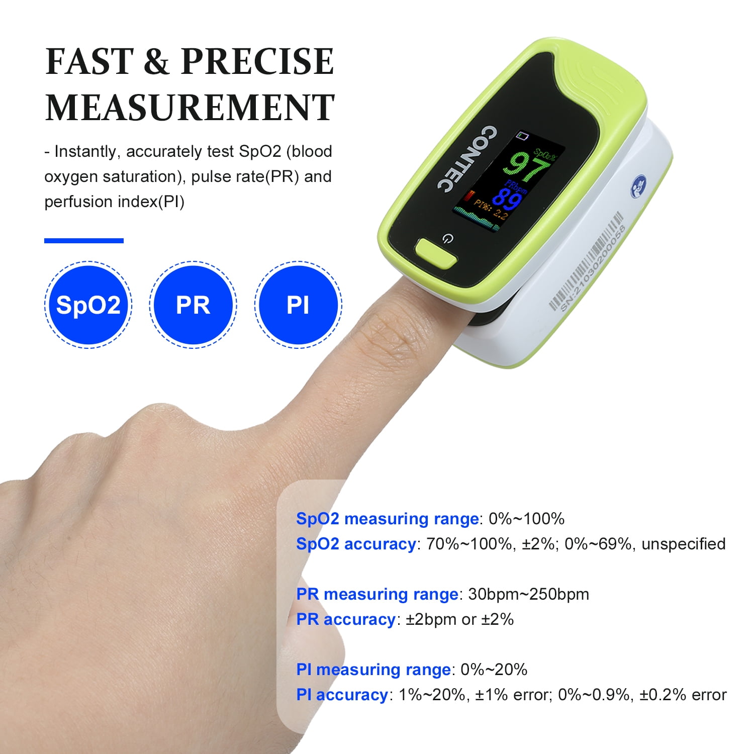 CONTEC CMS50I Wearable Pulse Oximeter for sale online 