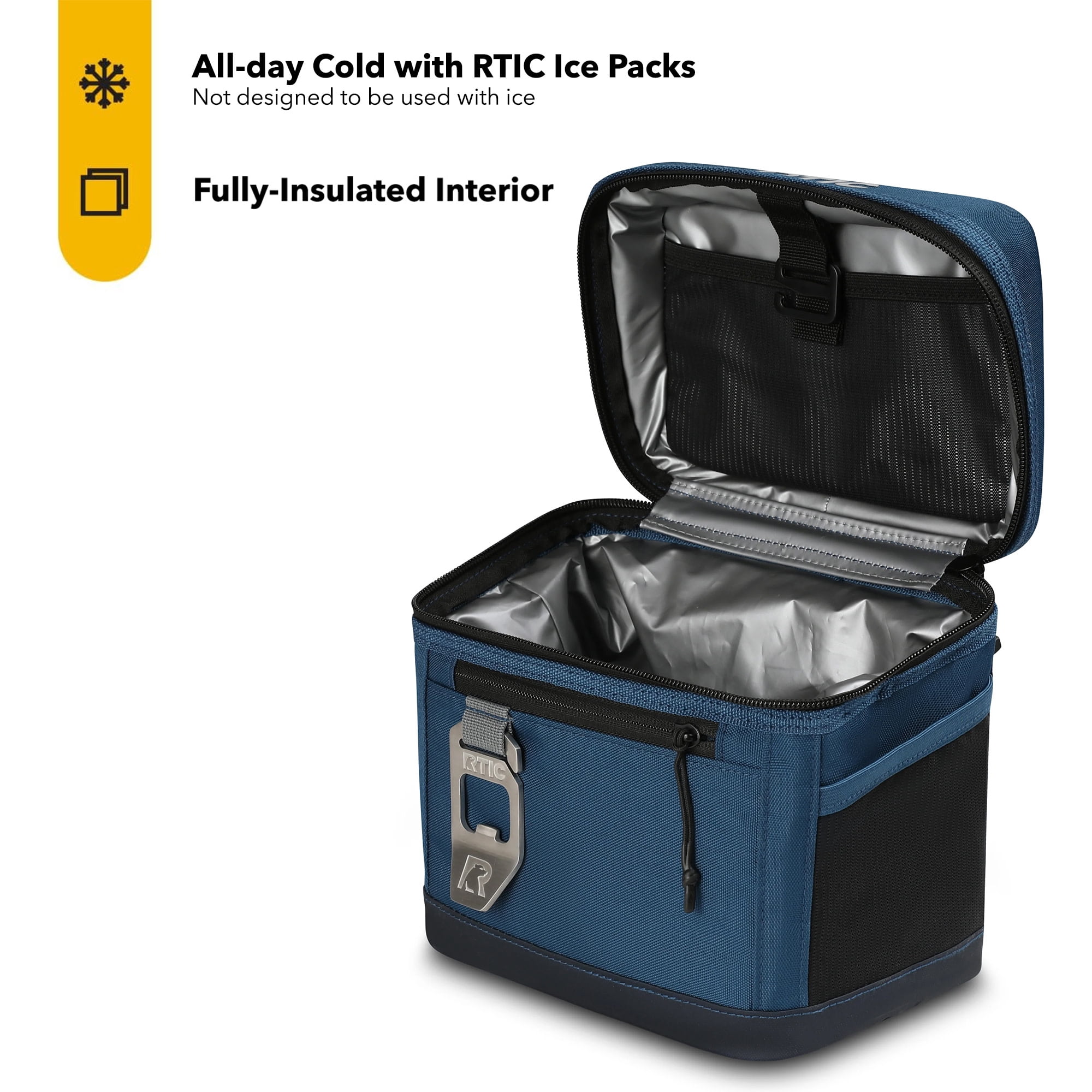 RTIC 6-Can, 3 Qt, Collapsible Soft Cooler with Bottle Opener, Navy
