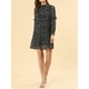 thumbnail image 5 of Vestido de gasa con volantes de manga larga y cintura ajustable de flores INSPIRE CHIC para mujer en negro, 5 of 6