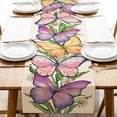thumbnail image 2 of Spring Summer Purple Butterfly Table Runner, Daisy Flower Floral Kitchen Dining Table Decoration, Seasonal Burlap Indoor Outdoor Home Decor Party Supply, 2 of 3