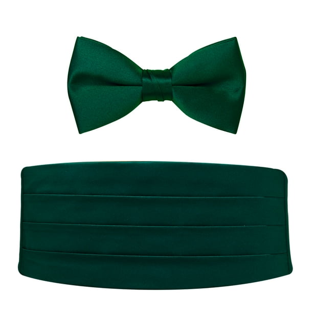 Hunter Green Satin Bow Tie & Cummerbund Set