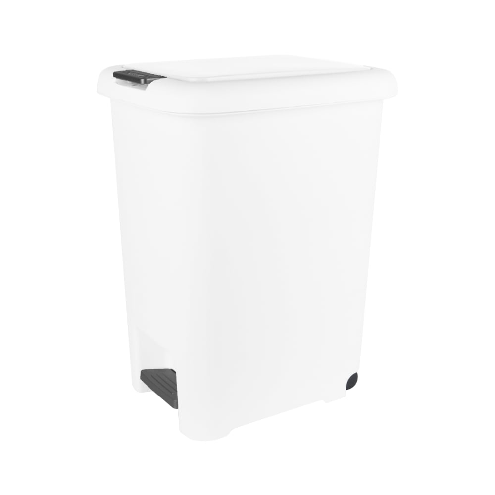 Superio 2-Pack 48L Slim Step & Push Trash Can with Wheels - Dual Opening, Space-Saving Design (17.52"x13.07"x22.24") - White