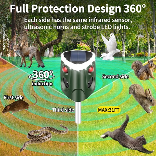 Repelente solar ultrasónico de plagas para repele ardillas, mapaches Repelente solar ultrasónico de plagas para repele ardillas, mapaches