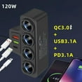 thumbnail image 6 of Plastic Car Cigarette Lighter Adapter with 4 Ports and 3 USB Ports, 12-24V, 120W for Cars, 6 of 8