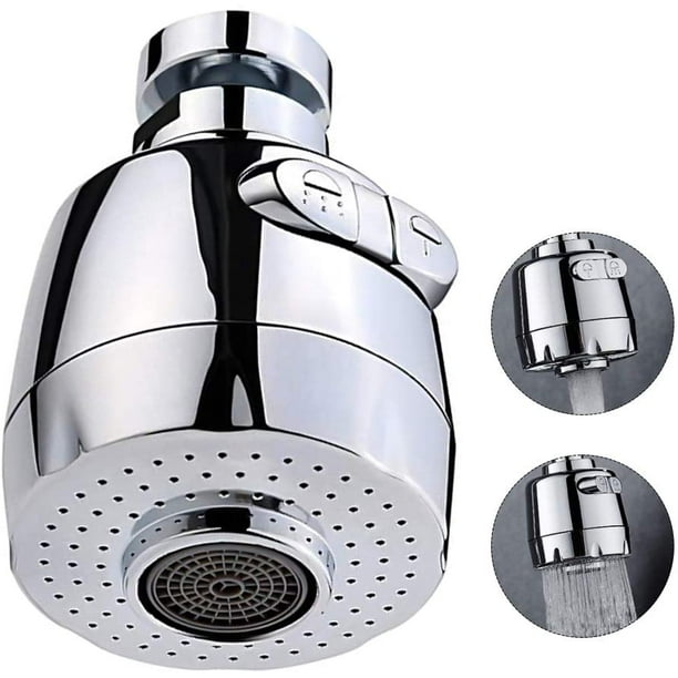 ShenMo Aérateur de robinet rotatif à 360 ° robinet de cuisine 2 modes  pommeau de douche réglable filtre pulvérisation cuisine salle de bain  (court) 