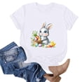 thumbnail image 5 of Yxbdin Womens Easter Shirt Plus Size Short Sleeve T Shirts Crew Neck Cute Bunny Graphic Tee 3/4 Sleeve Casual Spring Summer Tops White L, 5 of 6