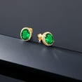 thumbnail image 5 of Gem Stone King 18K Yellow Gold Plated Silver Green Simulated Emerald Earrings for Women (3.48 Cttw, Oval 9X7MM), 5 of 5