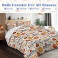 thumbnail image 4 of Pumpkin Autumn Leaves Design Quilt Set 3 Pieces King Size All Seasons Bedding Quilt Bed Set with 2 Pillowcases for Kids Teens Adults Bedroom Decor Thanksgiving, 4 of 12