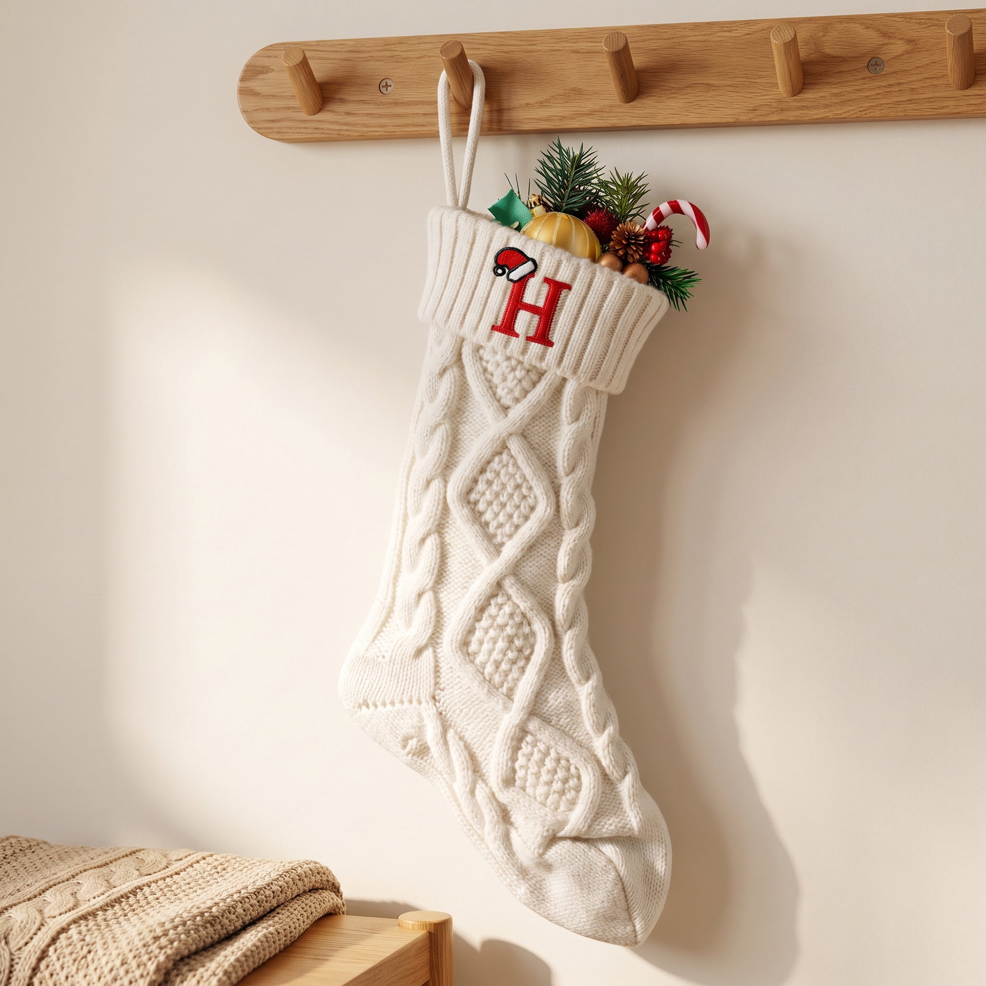 Unique Bargains Canine Bone Christmas Stocking Luxury Puppy Holiday Keepsake Sack Letter H 17"