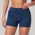 thumbnail image 2 of vigerkar High-Rise Foldover Yoga Shorts for Women - Stretchy Fabric for Pilates, Workout & Casual Streetwear (Navy, XL), 2 of 7