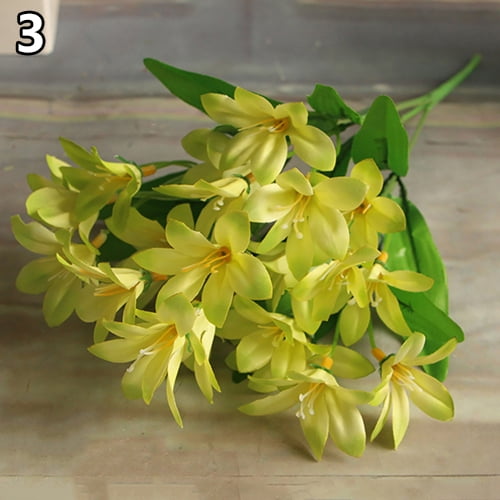 HEVIRGO Lovely Artificial Mini Lily Flower Bouquet Home Wedding Decor 24 Flowers on 1 Piece, Green