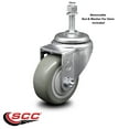 thumbnail image 2 of 3 Inch SS Gray Polyurethane Wheel Swivel 10mm Threaded Stem Caster SCC, 2 of 2