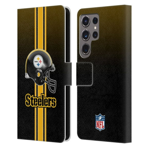 Head Case Designs NFL Pittsburgh Steelers Logo Helmet Leather Book Wallet Case Cover For Samsung Galaxy S24 Ultra 5G