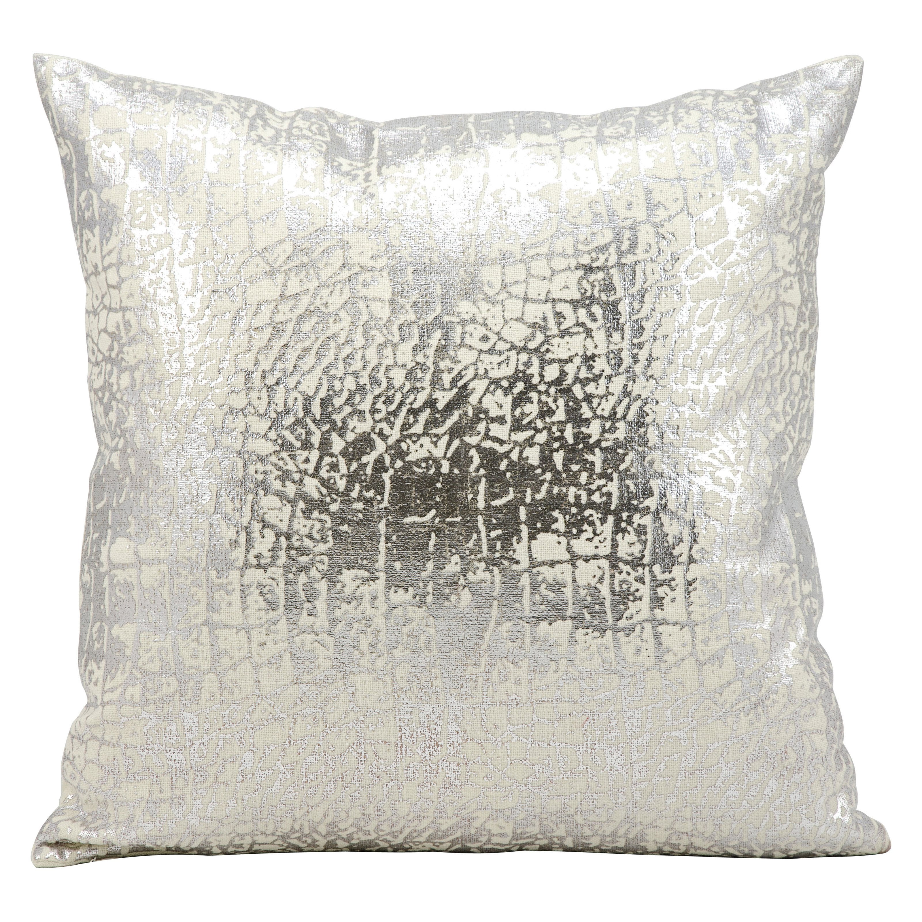 Kathy Ireland Metallic Snake Skin Silver Throw Pillow