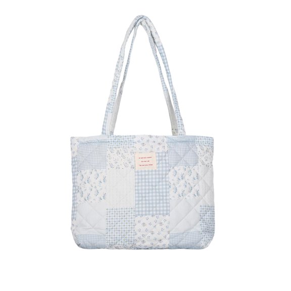 Cute Floral Quilted Small Tote Bag for Women Lightweight Shoulder Handbag for Daily Use