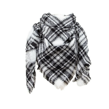 

Dadaria Blanket Scarf Womens Warm Long Shawl Wraps Large Scarves Knit Cashmere Tassel Plaid Scarf Black Women