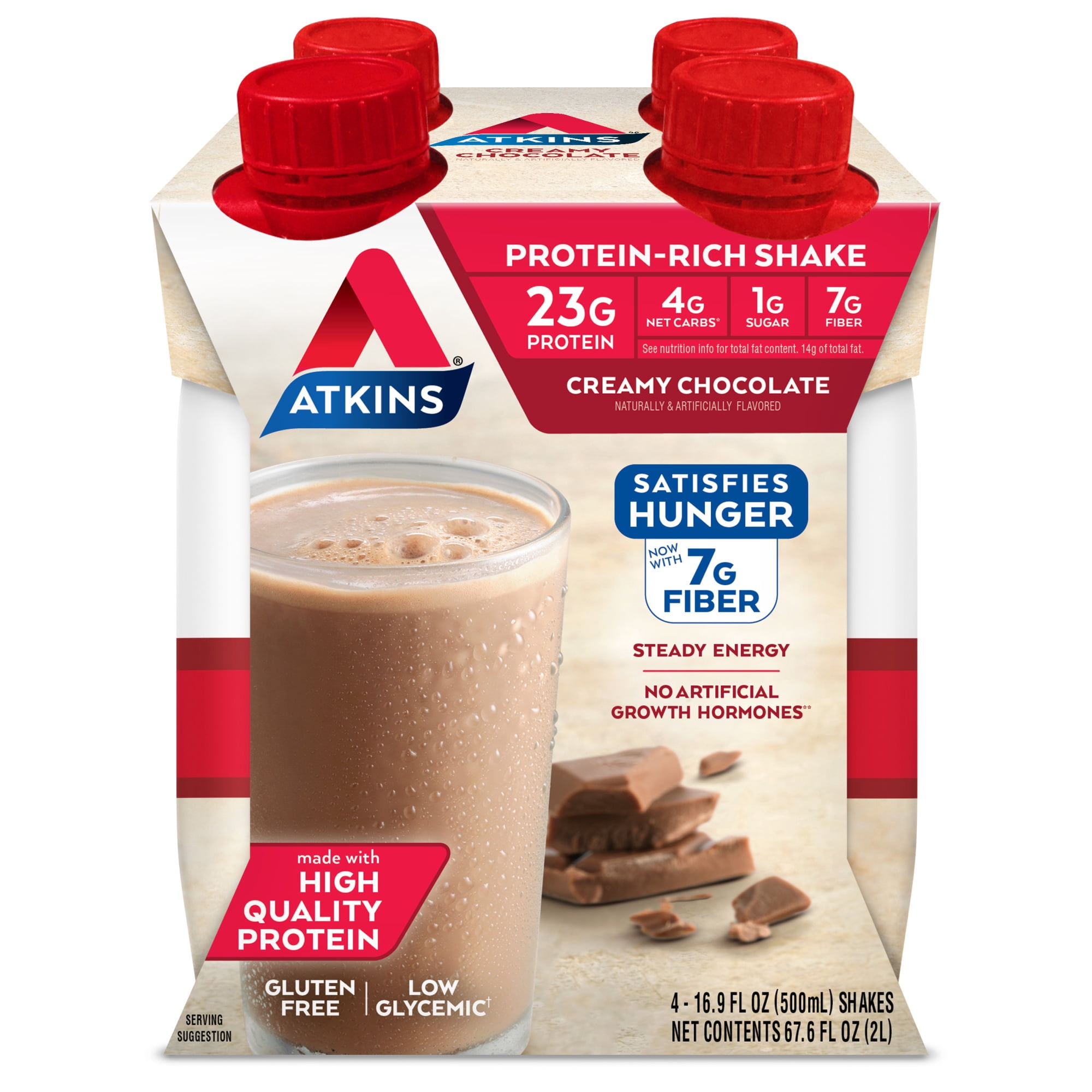 Atkins Meal Size Protein-Rich Shake, Creamy Chocolate, Keto Friendly, 4 Count