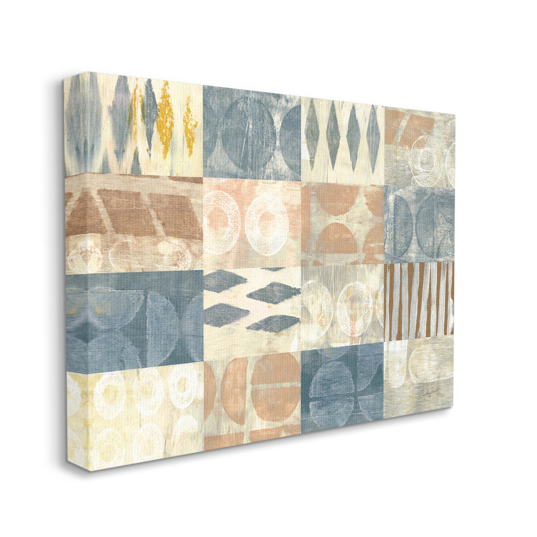 Stupell Industries Abstract Checkered Geometric Shapes Pattern Graphic Art Gallery Wrapped Canvas Print Wall Art, Design by Courtney Prahl