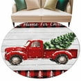 thumbnail image 6 of Red Truck Christmas Round Rug 5ft Washable Circle Kitchen Rugs Non Slip Red Black Plaid Xmas Tree Wooden Large Area Rug Indoor Floor Carpet for Bedroom Living Room Home Office Dining Room Nursery, 6 of 8