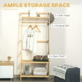 thumbnail image 4 of HOMCOM Garment Rack Bamboo Clothing Rack w/ Shelves Hooks Hanging Rail, 4 of 10