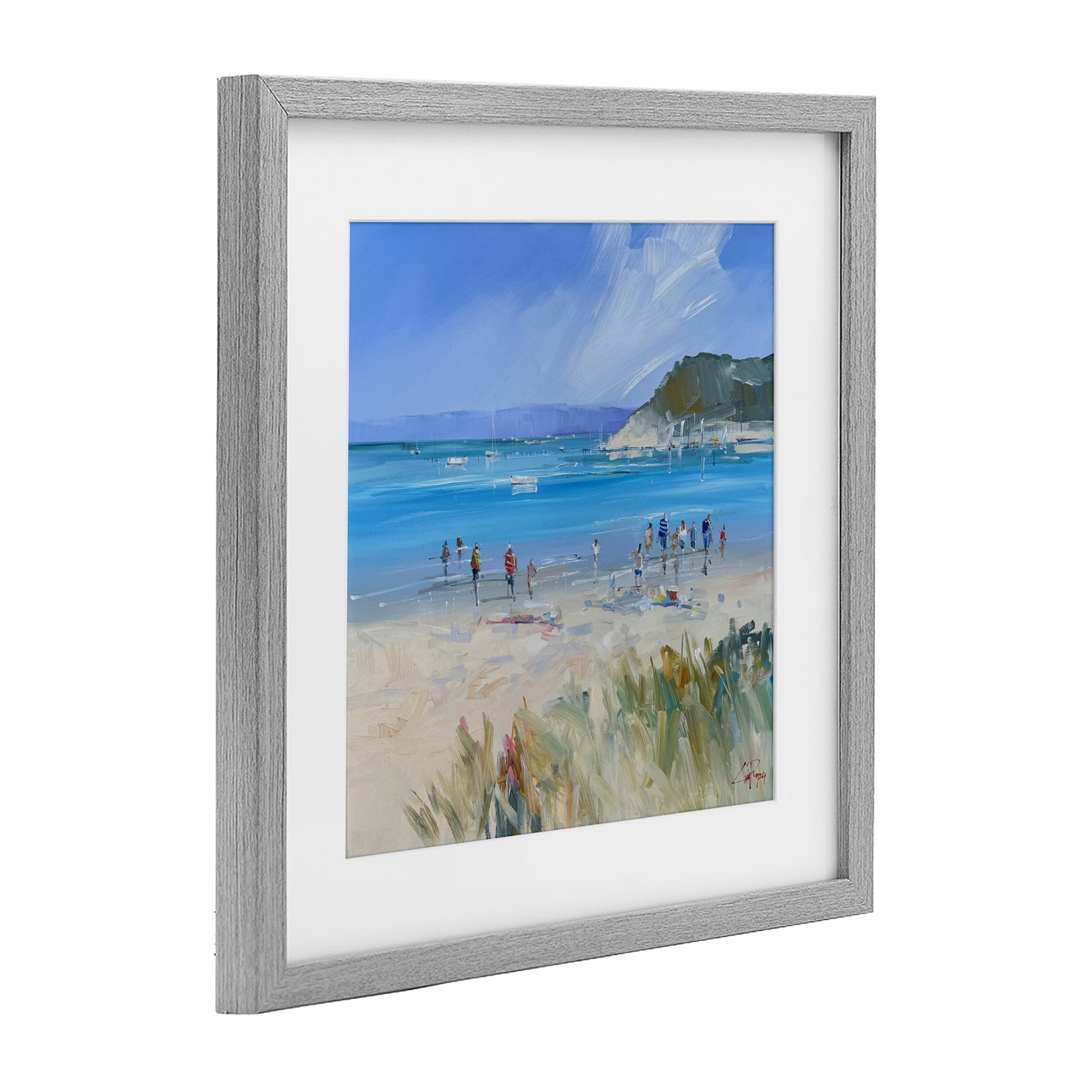 Stupell Industries Summer Sorrento Beachgoers Gray Framed Print Under Glass, design by Craig Trewin Penny