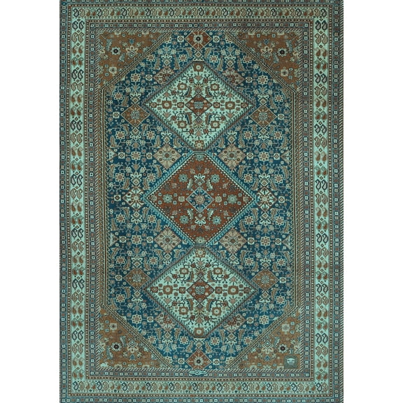 Ahgly Company Indoor Rectangle Persian Light Blue Traditional Area Rugs, 5' x 7'