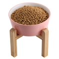 thumbnail image 1 of Addogyy Tazón De Cerámica Para Perros Elevado/Elevado Rosa Con Soporte De Madera Para Comida Para Perros De Raza Mediana Grande, Plato De Agua, Peso Pesado, 8 Pulgadas, Antideslizante, Moderno Y Lindo, 1 of 5
