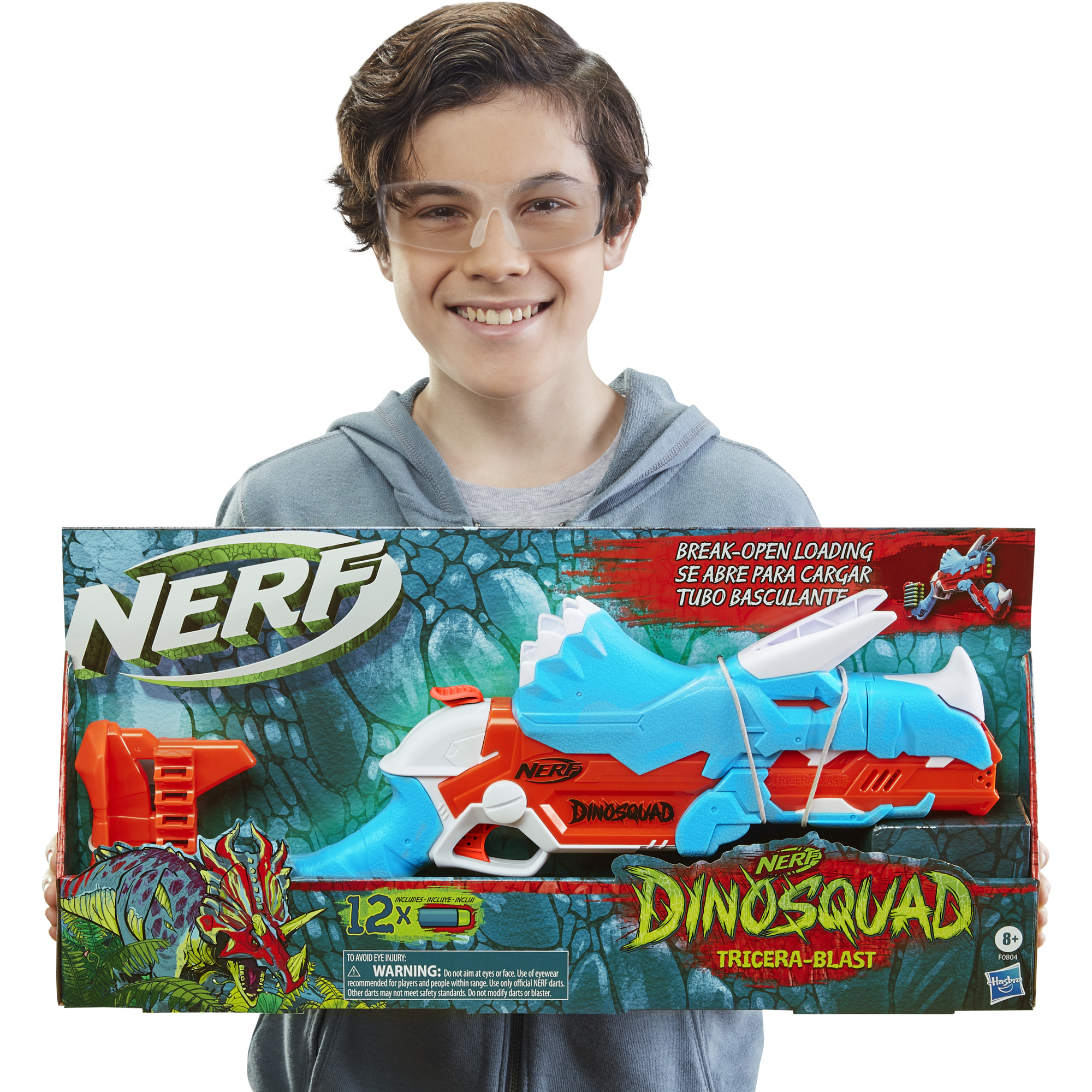 Blaster Nerf DinoSquad Tricera-Blast - Fusil à Fléchettes Dinosaure Pour Enfants 8 Ans