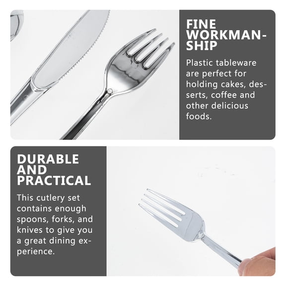 NUOLUX Disposable Party Cutlery Set with Spoons, Forks, Flatware Utensils for Dinner, Soup, Cake and Eating