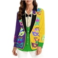 thumbnail image 3 of TaTaai Women Mardi Gras Printed Long Sleeve Loose Casual Shirt Unisex Lapel Fashion Blouse Holiday Top for Daily Office Party Streetwear Spring Summer Wear Gift, 3 of 9
