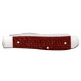 thumbnail image 3 of Case Mini Trapper Pocket Knife 2.75" Clip Point, Spey Carbon Mirror Polished Blade Burlap Micarta Handle Dark Red, 3 of 4