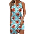 thumbnail image 2 of Gamivast Summer Dress for Women Straight Fit V-Neck Mini Dress Sleeveless Sundress Tropical Hibiscus Floral Print for Beach Cruise Vacation, 2 of 8