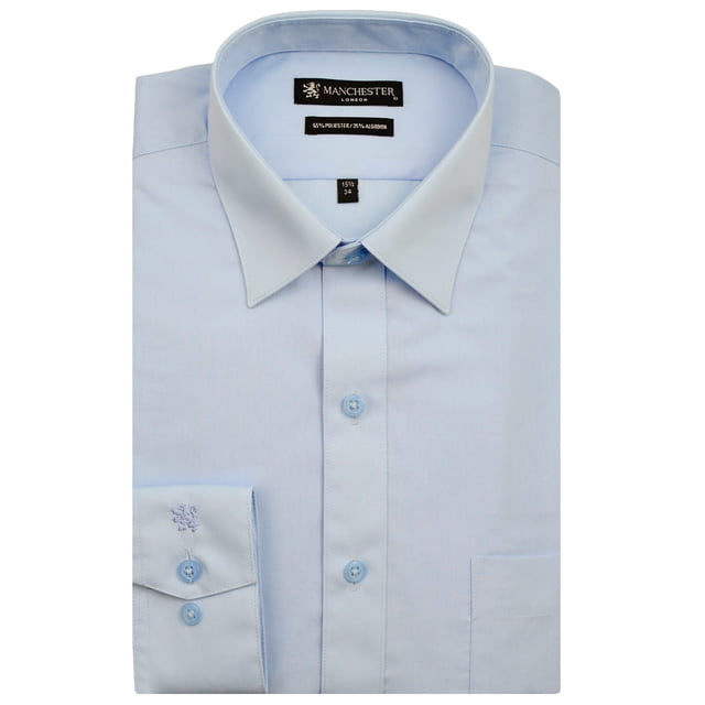 Manchester Camisa de Vestir Regular Fit Azul Claro, 15.5" Cuello 32" Manga Manchester 5006A
